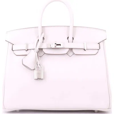 Pre-owned Hermes  Hermes Birkin Handbag Grey Swift With Palladium Hardware 25 In Purple