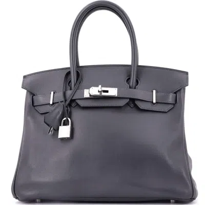 Pre-owned Hermes  Hermes Birkin Handbag Grey Swift With Palladium Hardware 30 In Gray
