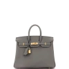 Pre-owned Hermes  Hermes Birkin Handbag Grey Togo With Gold Hardware 25 In Gray