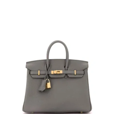 Pre-owned Hermes  Hermes Birkin Handbag Grey Togo With Gold Hardware 25 In Gray