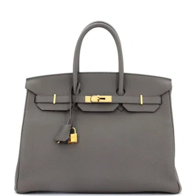Pre-owned Hermes  Hermes Birkin Handbag Grey Togo With Gold Hardware 35 In Gray