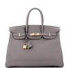 Pre-owned Hermes  Hermes Birkin Handbag Grey Togo With Gold Hardware 35 In Gray