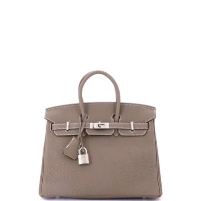 Pre-owned Hermes  Hermes Birkin Handbag Grey Togo With Palladium Hardware 25 In Brown