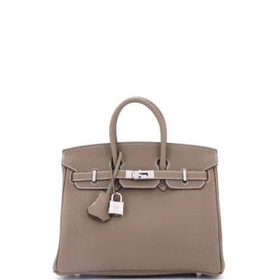 Pre-owned Hermes  Hermes Birkin Handbag Grey Togo With Palladium Hardware 25 In Brown