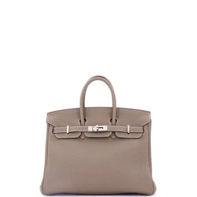 Pre-owned Hermes  Hermes Birkin Handbag Grey Togo With Palladium Hardware 25 In Brown
