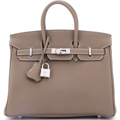 Pre-owned Hermes  Hermes Birkin Handbag Grey Togo With Palladium Hardware 25 In Brown