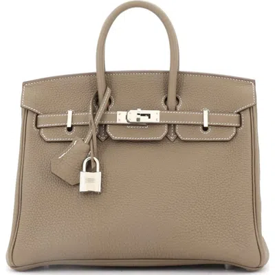 Pre-owned Hermes  Hermes Birkin Handbag Grey Togo With Palladium Hardware 25 In Brown