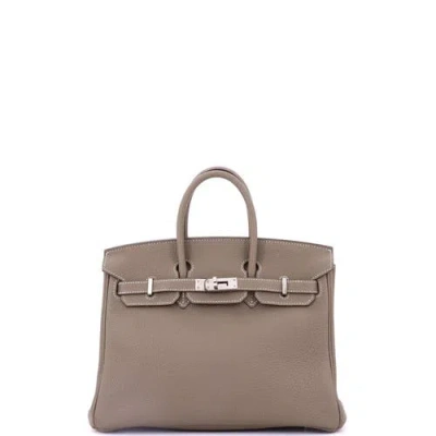 Pre-owned Hermes  Hermes Birkin Handbag Grey Togo With Palladium Hardware 25 In Brown
