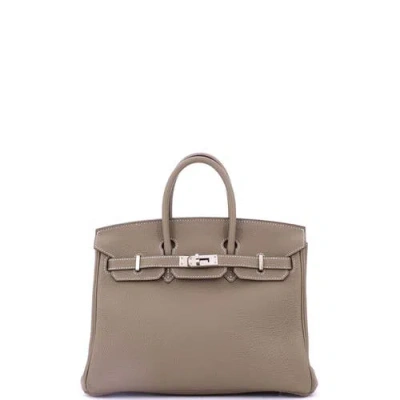 Pre-owned Hermes  Hermes Birkin Handbag Grey Togo With Palladium Hardware 25 In Brown