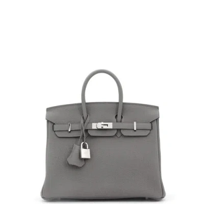 Pre-owned Hermes  Hermes Birkin Handbag Grey Togo With Palladium Hardware 25 In Gray