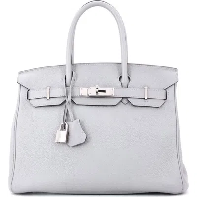Pre-owned Hermes  Hermes Birkin Handbag Grey Togo With Palladium Hardware 30 In Blue