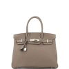 Pre-owned Hermes  Hermes Birkin Handbag Grey Togo With Palladium Hardware 30 In Brown