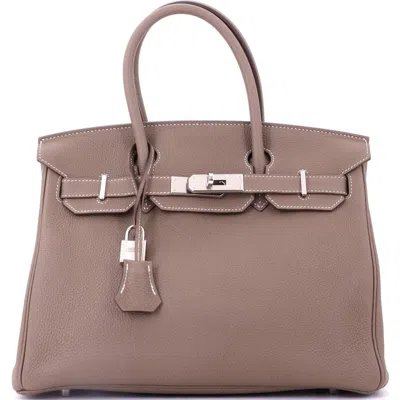Pre-owned Hermes  Hermes Birkin Handbag Grey Togo With Palladium Hardware 30 In Brown