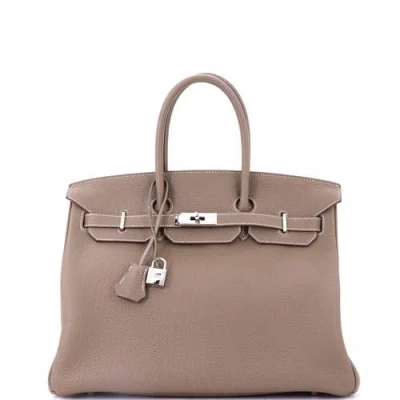 Pre-owned Hermes  Hermes Birkin Handbag Grey Togo With Palladium Hardware 35 In Brown