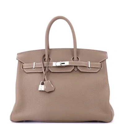 Pre-owned Hermes  Hermes Birkin Handbag Grey Togo With Palladium Hardware 35 In Brown