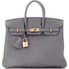 Pre-owned Hermes  Hermes Birkin Handbag Grey Togo With Rose Gold Hardware 25 In Gray