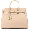 Pre-owned Hermes  Hermes Birkin Handbag Light Clemence With Gold Hardware 35 In Brown