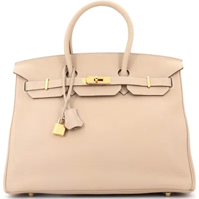 Pre-owned Hermes  Hermes Birkin Handbag Light Clemence With Gold Hardware 35 In Brown