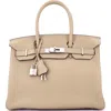 Pre-owned Hermes  Hermes Birkin Handbag Light Clemence With Palladium Hardware 30 In Nude