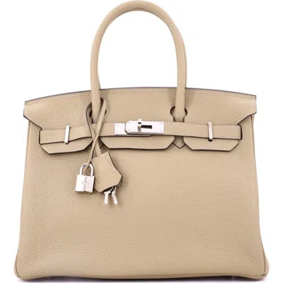 Pre-owned Hermes  Hermes Birkin Handbag Light Clemence With Palladium Hardware 30 In Nude