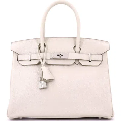 Pre-owned Hermes  Hermes Birkin Handbag Light Clemence With Palladium Hardware 30 In Gray