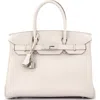 Pre-owned Hermes  Hermes Birkin Handbag Light Clemence With Palladium Hardware 30 In White