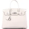 Pre-owned Hermes  Hermes Birkin Handbag Light Clemence With Palladium Hardware 30 In White