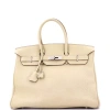 Pre-owned Hermes  Hermes Birkin Handbag Light Clemence With Palladium Hardware 35