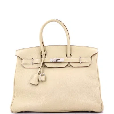 Pre-owned Hermes  Hermes Birkin Handbag Light Clemence With Palladium Hardware 35