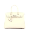 Pre-owned Hermes  Hermes Birkin Handbag Light Epsom With Palladium Hardware 30 In White