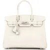 Pre-owned Hermes  Hermes Birkin Handbag Light Epsom With Palladium Hardware 30 In White