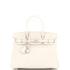 Pre-owned Hermes  Hermes Birkin Handbag Light Epsom With Palladium Hardware 30 In White