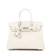 Pre-owned Hermes  Hermes Birkin Handbag Light Epsom With Palladium Hardware 30 In White