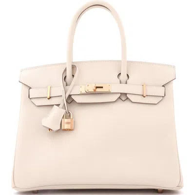 Pre-owned Hermes  Hermes Birkin Handbag Light Epsom With Rose Gold Hardware 30 In Neutral