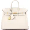 Pre-owned Hermes  Hermes Birkin Handbag Light Swift With Gold Hardware 25 In Neutral