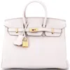 Pre-owned Hermes  Hermes Birkin Handbag Light Togo With Gold Hardware 25 In Gray