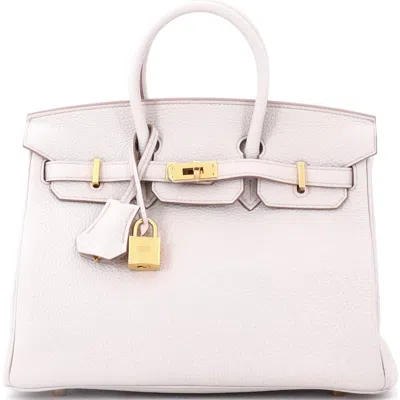 Pre-owned Hermes  Hermes Birkin Handbag Light Togo With Gold Hardware 25 In Gray
