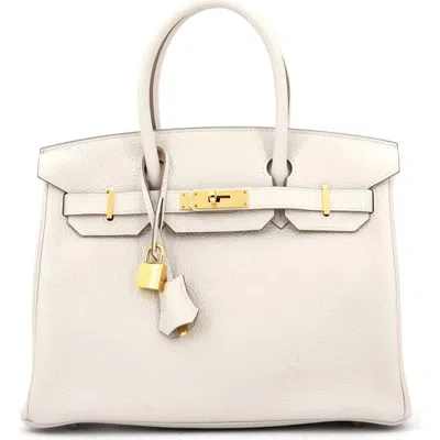 Pre-owned Hermes  Hermes Birkin Handbag Light Togo With Gold Hardware 30 In Gray