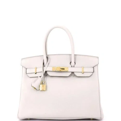 Pre-owned Hermes  Hermes Birkin Handbag Light Togo With Gold Hardware 30 In Gray