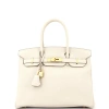 Pre-owned Hermes  Hermes Birkin Handbag Light Togo With Gold Hardware 30 In White