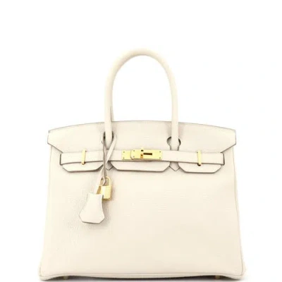 Pre-owned Hermes  Hermes Birkin Handbag Light Togo With Gold Hardware 30 In White