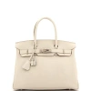 Pre-owned Hermes  Hermes Birkin Handbag Light Togo With Palladium Hardware 30 In White