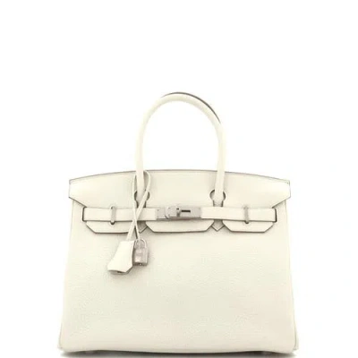 Pre-owned Hermes  Hermes Birkin Handbag Light Togo With Palladium Hardware 30 In White