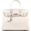 Pre-owned Hermes  Hermes Birkin Handbag Light Togo With Palladium Hardware 30 In White