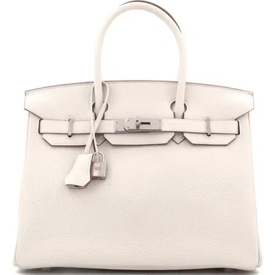 Pre-owned Hermes  Hermes Birkin Handbag Light Togo With Palladium Hardware 30 In White
