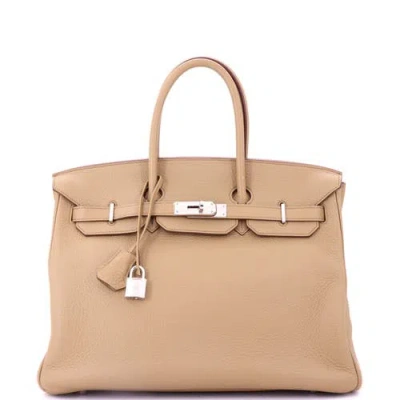 Pre-owned Hermes  Hermes Birkin Handbag Light Togo With Palladium Hardware 35
