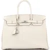 Pre-owned Hermes  Hermes Birkin Handbag Light Togo With Palladium Hardware 35 In White