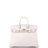 Pre-owned Hermes  Hermes Birkin Handbag Light Togo With Rose Gold Hardware 25 In White