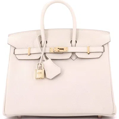 Pre-owned Hermes  Hermes Birkin Handbag Light Togo With Rose Gold Hardware 25 In Neutral