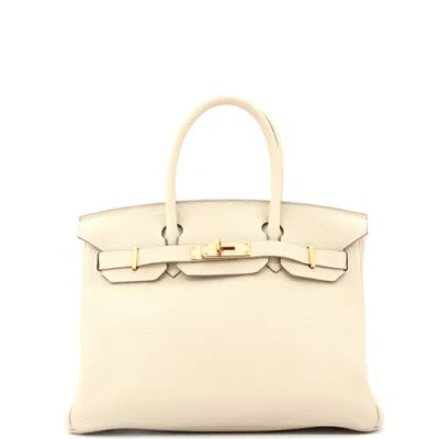 Pre-owned Hermes  Hermes Birkin Handbag Light Togo With Rose Gold Hardware 30 In White